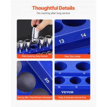 VEVOR Kit Organizador de Enchufes Magnéticos para Métrico SAE 8 PCS Azul y Rojo