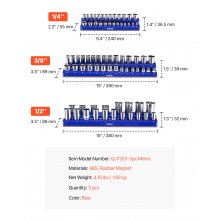 VEVOR Kit de Organizador de Enchufes Magnéticos para Sistema Métrico 3 PCS azul