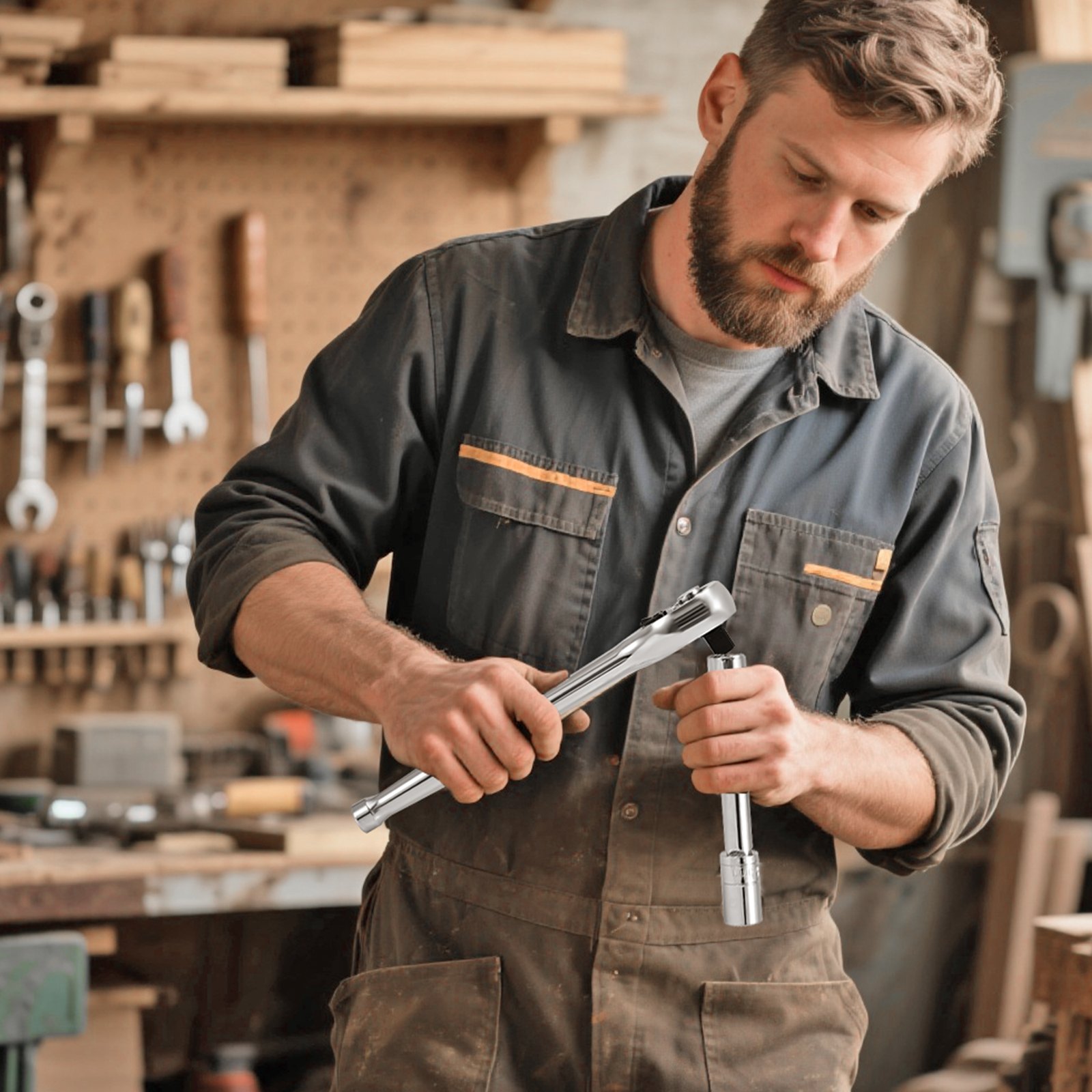 VEVOR Socket Set, 18 Pieces, 12.7 mm Drive Socket Tool Set, Metric Size from 10 to 27 mm, Mechanic Tool Kit with Storage Case, Clear Markings, Chrome Plated CR-V Alloy Steel, for Automotive Repair