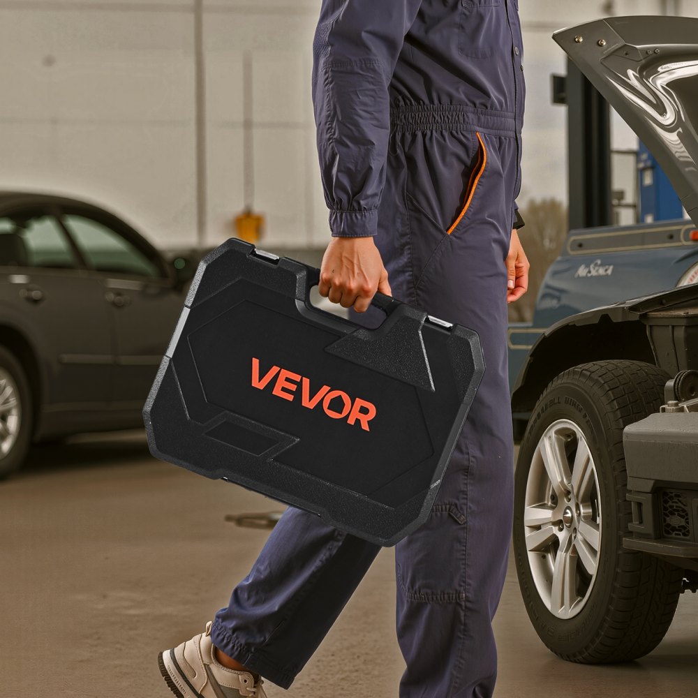 VEVOR Socket Set, 86 Pieces, 9.5 & 6.4 & 12.7 mm Drive Socket and Ratchet Set, SAE and Metric, Mechanic Tool Kit with Ratchet Wrench, Accessories and Storage Case, CR-V Alloy Steel, for Auto Repair