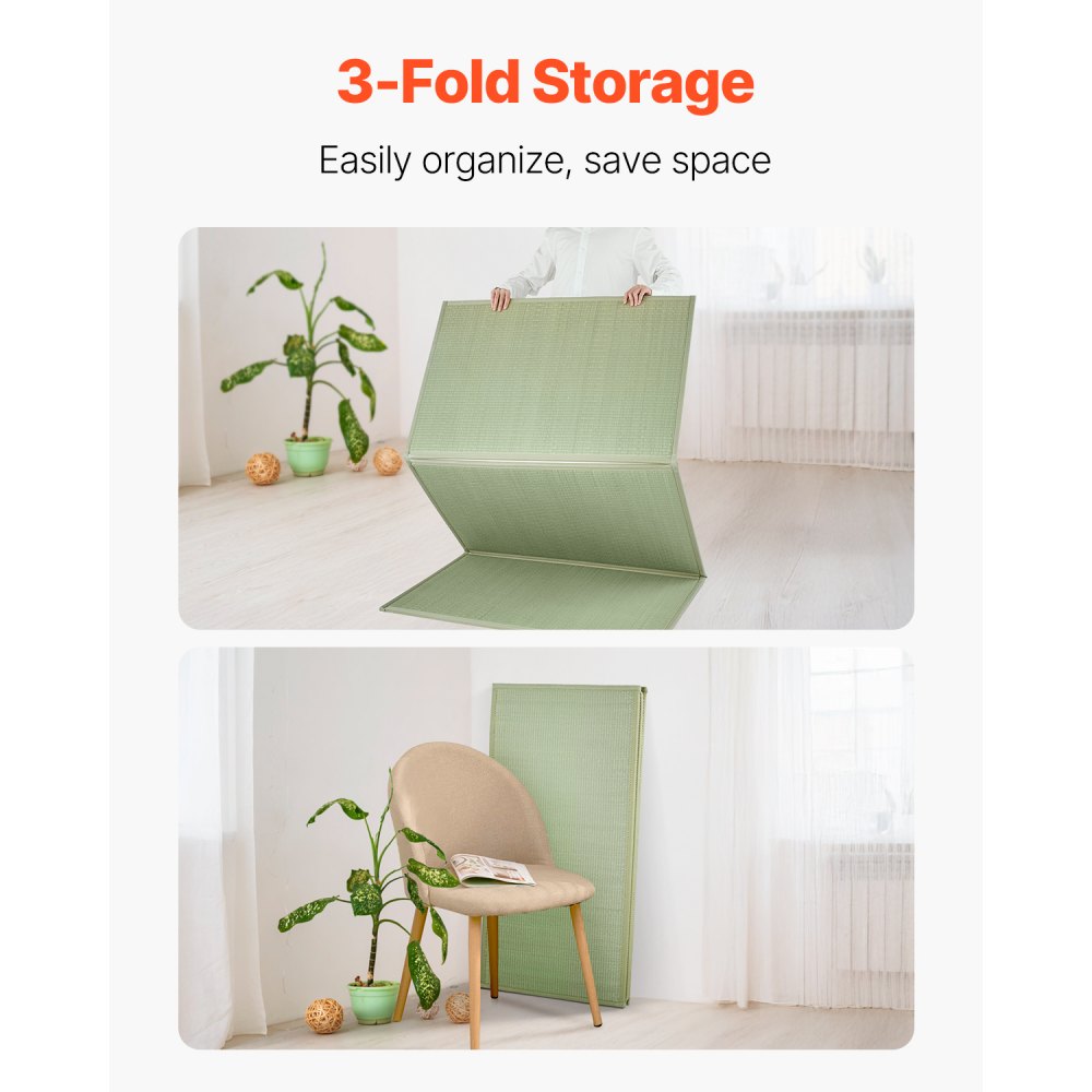 VEVOR Colchón de Tatami Japonés Plegable de 2108 x 990 x 13 mm, Tamaño Completo de Hierba de Junco Natural, Colchón de Suelo Japonés con Respaldo Antideslizante para Dormir, Meditación y Yoga, Verde