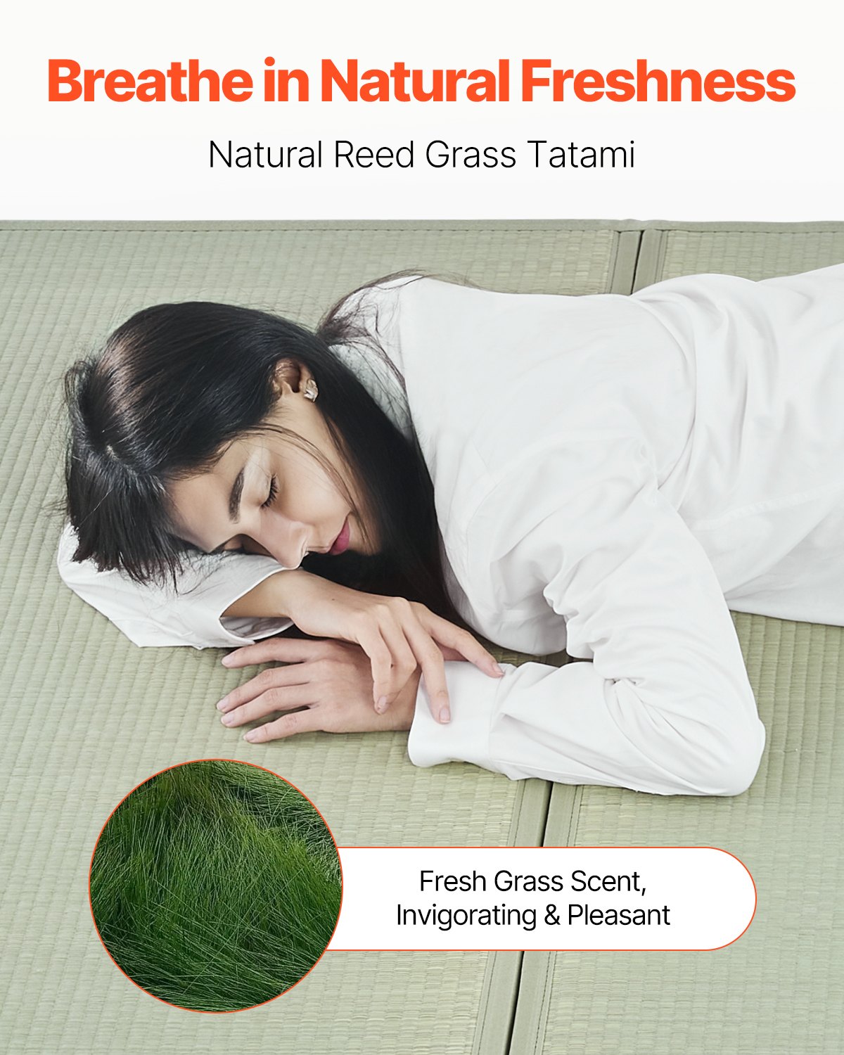 VEVOR Colchón de Tatami Japonés Plegable de 2108 x 990 x 13 mm, Tamaño Completo de Hierba de Junco Natural, Colchón de Suelo Japonés con Respaldo Antideslizante para Dormir, Meditación y Yoga, Verde