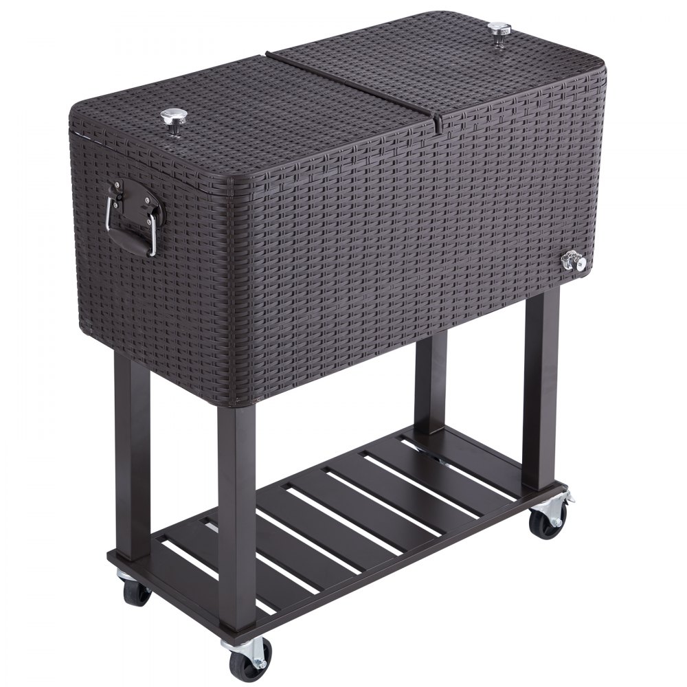 VEVOR Carro Enfriador Rodante para Exteriores de 7,5 L Carro Portátil para Bebidas y Hielo con Ruedas Aislamiento de Larga Duración 820x470x880 mm para Terraza Jardín Patio Fiesta Bar Bebida, Negro