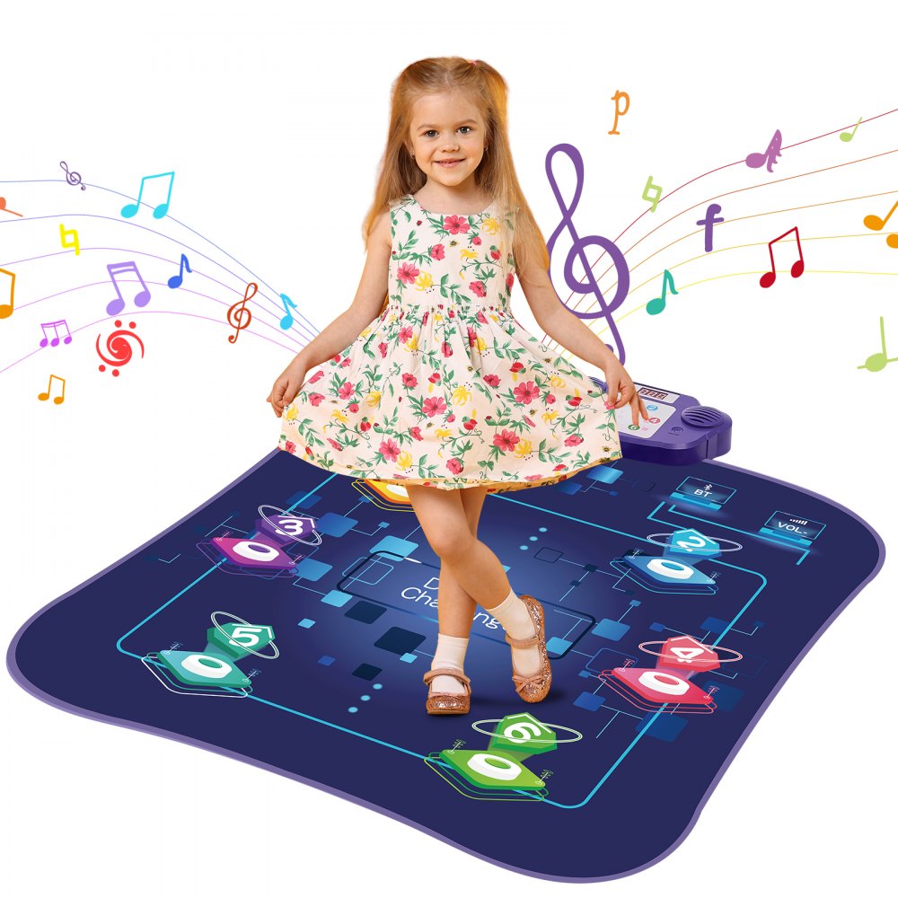 VEVOR  Alfombrilla de Baile con 6 Botones 930x830x45mm Alfombrilla de Baile con Bluetooth Inalámbrico, Luces LED, 5 Modos de Juego, Volumen Ajustable, Música Incorporada para Niños de Más de 3 Años