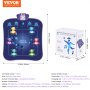 VEVOR  Alfombrilla de Baile con 6 Botones 930x830x45mm Alfombrilla de Baile con Bluetooth Inalámbrico, Luces LED, 5 Modos de Juego, Volumen Ajustable, Música Incorporada para Niños de Más de 3 Años