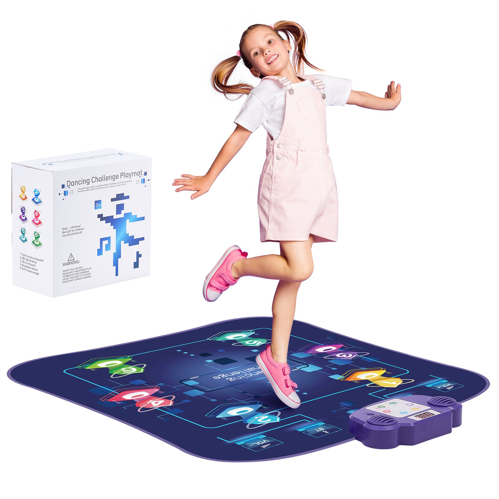 VEVOR  Alfombrilla de Baile con 6 Botones 930x830x45mm Alfombrilla de Baile con Bluetooth Inalámbrico, Luces LED, 5 Modos de Juego, Volumen Ajustable, Música Incorporada para Niños de Más de 3 Años