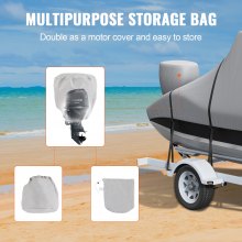 VEVOR Cubierta Impermeable para Barco, 7310-7920 x 2690 mm Impermeable Remolcable en Forma de T Cubierta para Barco, con Tela Oxford 600D Resistente, con Correas de Hebilla a Prueba de Viento, Gris