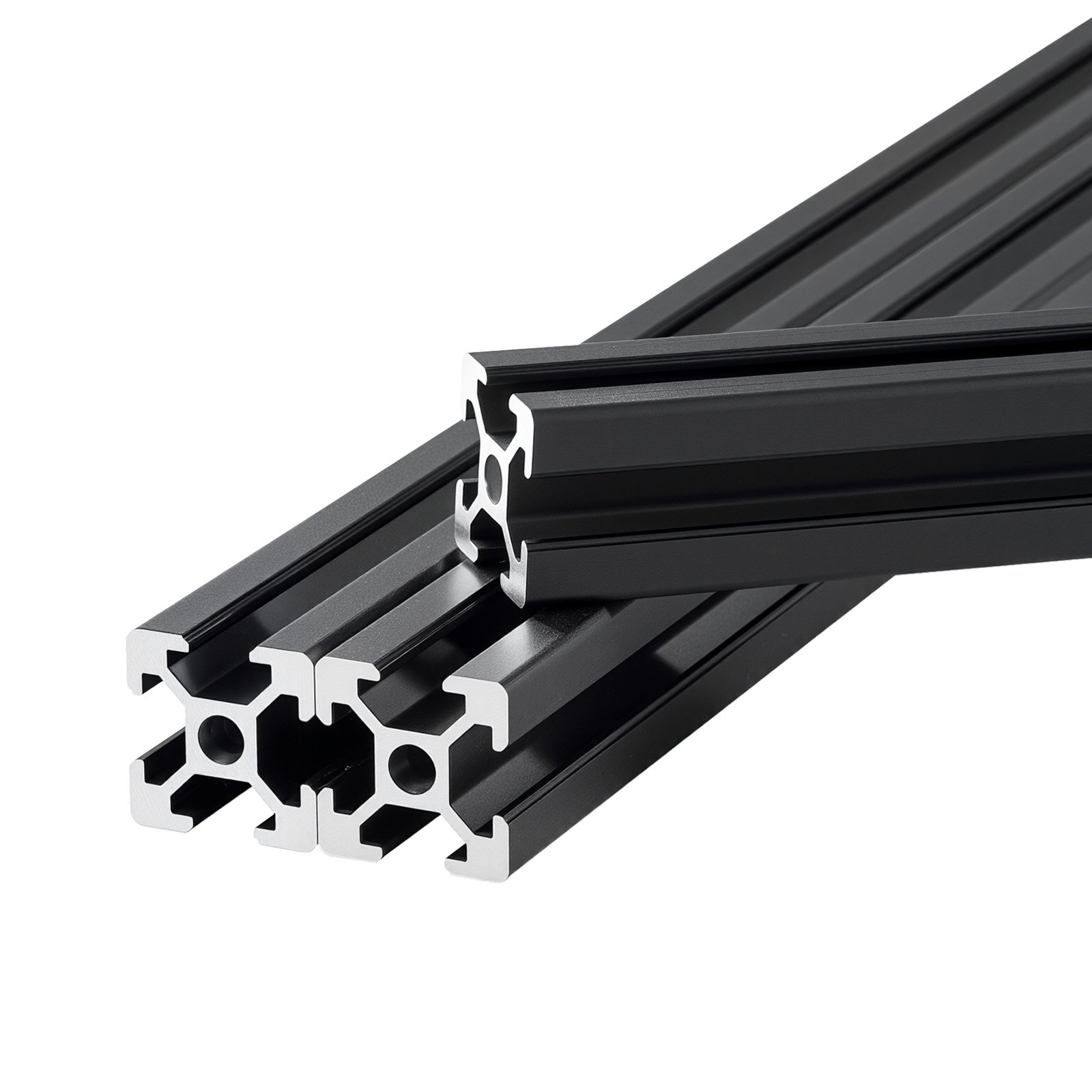 VEVOR Perfil de Extrusión de Aluminio 2020 Ranura en T Estándar Europeo, Carril Lineal de Extrusión 600 mm, Perfil de Aluminio para Marcos de Impresoras 3D, Bancos de Trabajo CNC, 10 Piezas, Negro