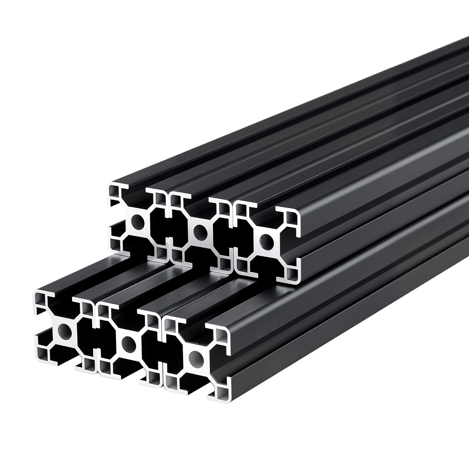 VEVOR Perfil de Extrusión de Aluminio 3030 Ranura en T Estándar Europeo, Carril Lineal de Extrusión 2000 mm, Perfil de Aluminio para Marcos de Impresoras 3D, Bancos de Trabajo CNC, 6 Piezas, Negro