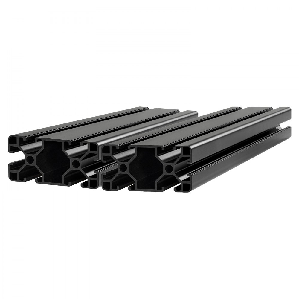VEVOR Perfil de Extrusión de Aluminio 4080 Ranura en T Estándar Europeo, Carril Lineal de Extrusión 500 mm, Perfil de Aluminio para Marcos de Impresoras 3D, Bancos de Trabajo CNC, 2 Piezas, Negro