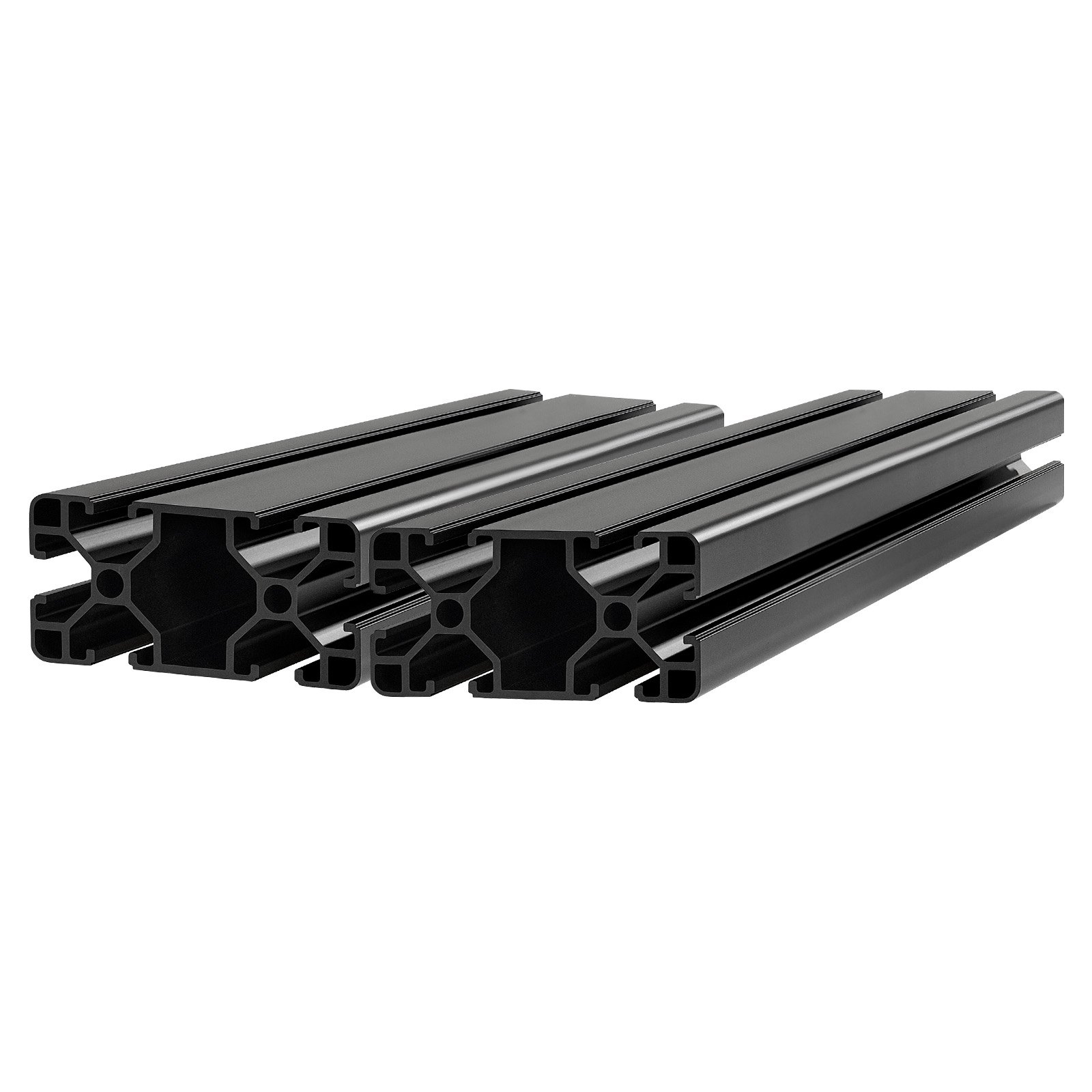 VEVOR Perfil de Extrusión de Aluminio 4080 Ranura en T Estándar Europeo, Carril Lineal de Extrusión 500 mm, Perfil de Aluminio para Marcos de Impresoras 3D, Bancos de Trabajo CNC, 2 Piezas, Negro