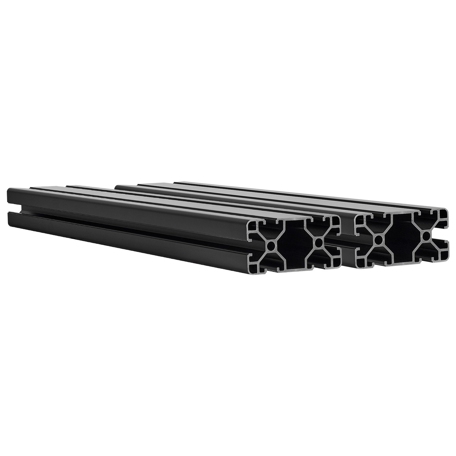 VEVOR Perfil de Extrusión de Aluminio 4080 Ranura en T Estándar Europeo, Carril Lineal de Extrusión 500 mm, Perfil de Aluminio para Marcos de Impresoras 3D, Bancos de Trabajo CNC, 2 Piezas, Negro