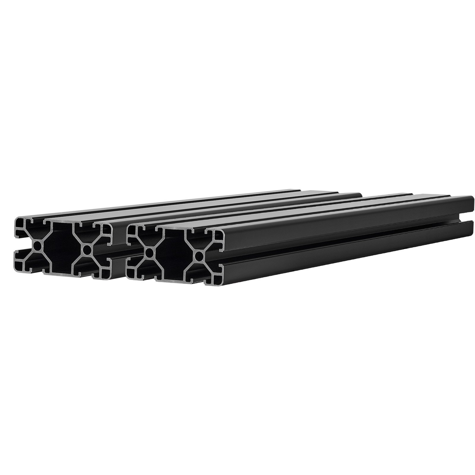 VEVOR Perfil de Extrusión de Aluminio 4080 Ranura en T Estándar Europeo, Carril Lineal de Extrusión 500 mm, Perfil de Aluminio para Marcos de Impresoras 3D, Bancos de Trabajo CNC, 2 Piezas, Negro
