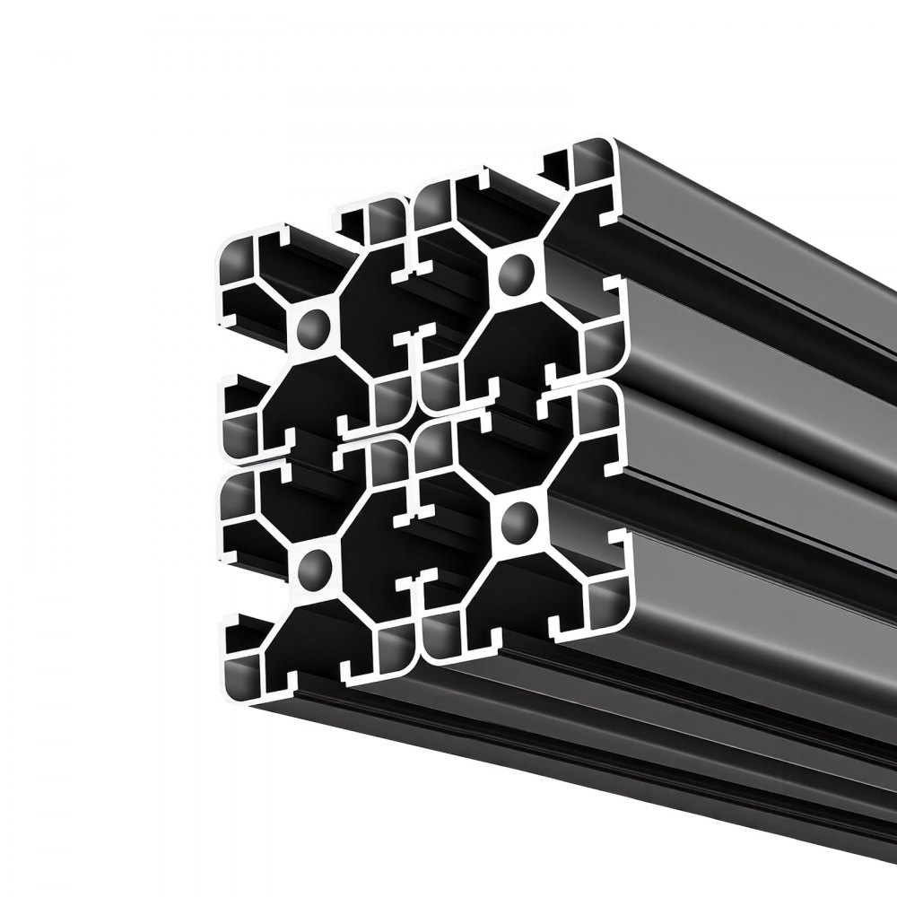 VEVOR Perfil de Extrusión de Aluminio 4040 Ranura en T Estándar Europeo, Carril Lineal de Extrusión 400 mm, Perfil de Aluminio para Marcos de Impresoras 3D, Bancos de Trabajo CNC, 4 Piezas, Negro