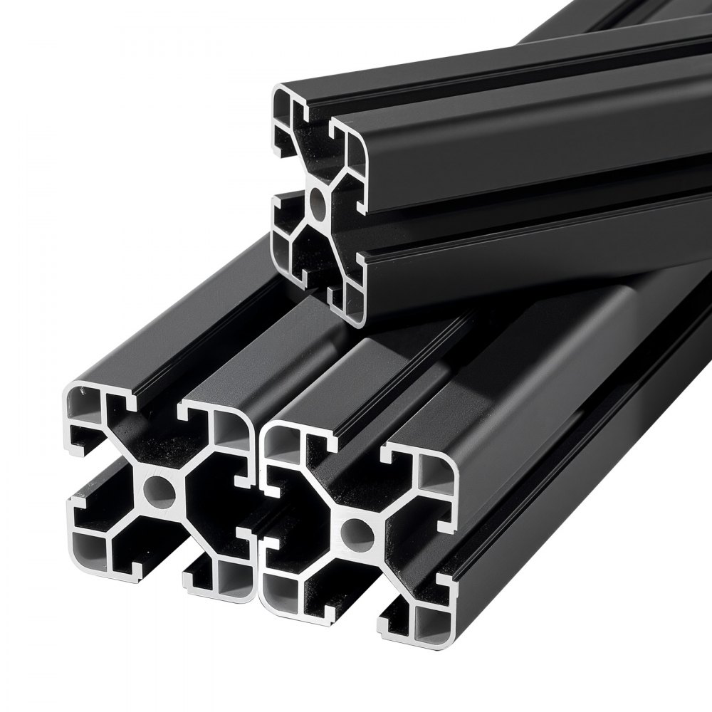 VEVOR Perfil de Extrusión de Aluminio 4040 Ranura en T Estándar Europeo, Carril Lineal de Extrusión 400 mm, Perfil de Aluminio para Marcos de Impresoras 3D, Bancos de Trabajo CNC, 4 Piezas, Negro