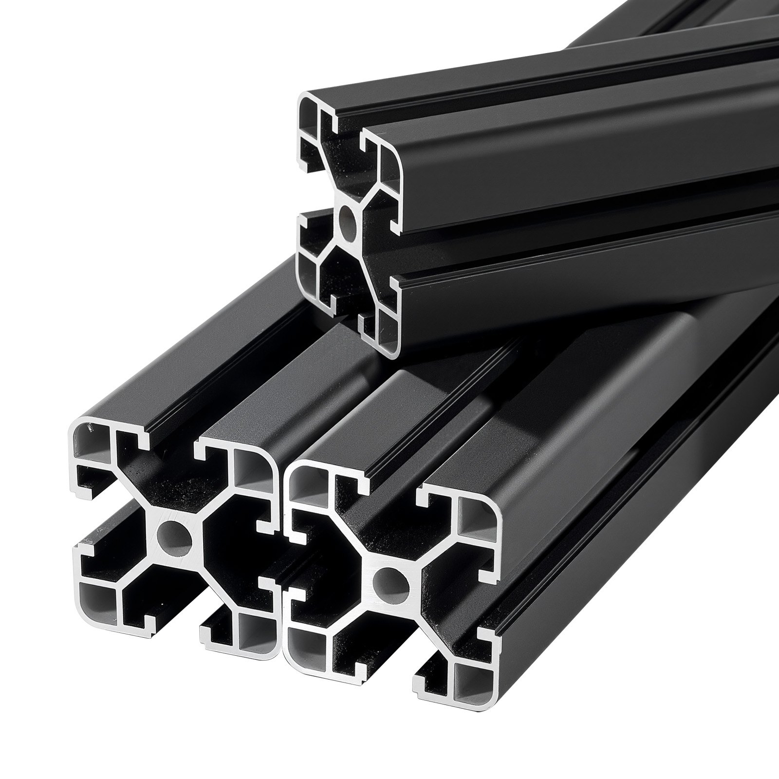 VEVOR Perfil de Extrusión de Aluminio 4040 Ranura en T Estándar Europeo, Carril Lineal de Extrusión 400 mm, Perfil de Aluminio para Marcos de Impresoras 3D, Bancos de Trabajo CNC, 4 Piezas, Negro