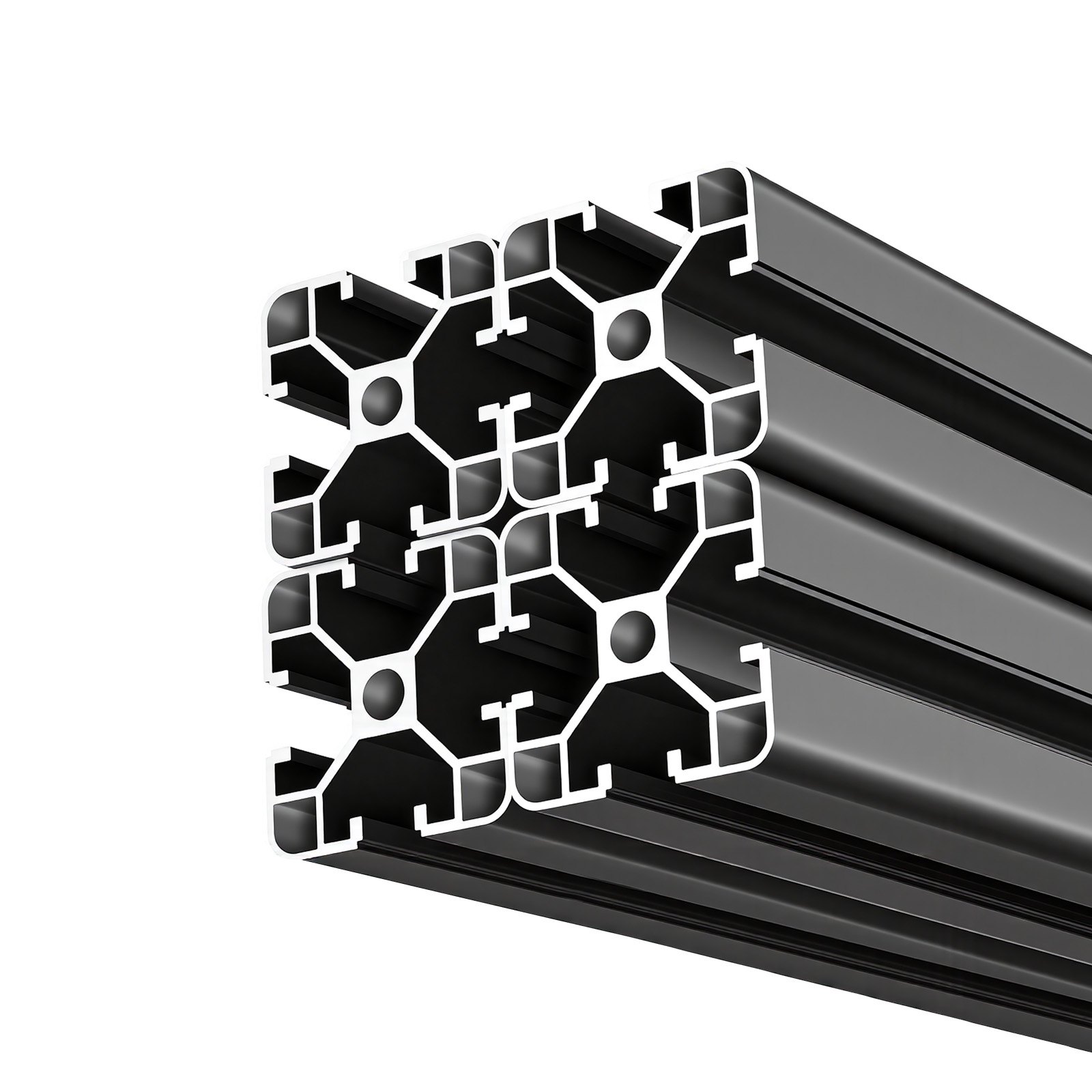 VEVOR Perfil de Extrusión de Aluminio 4040 Ranura en T Estándar Europeo, Carril Lineal de Extrusión 2000 mm, Perfil de Aluminio para Marcos de Impresoras 3D, Bancos de Trabajo CNC, 4 Piezas, Negro