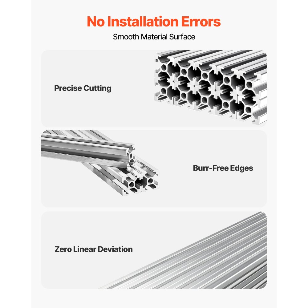 VEVOR Perfil de Extrusión de Aluminio 2020 Ranura en T Estándar Europeo, Carril Lineal de Extrusión 1000 mm, Perfil de Aluminio para Marcos de Impresoras 3D, Bancos de Trabajo CNC, 10 Piezas, Plata