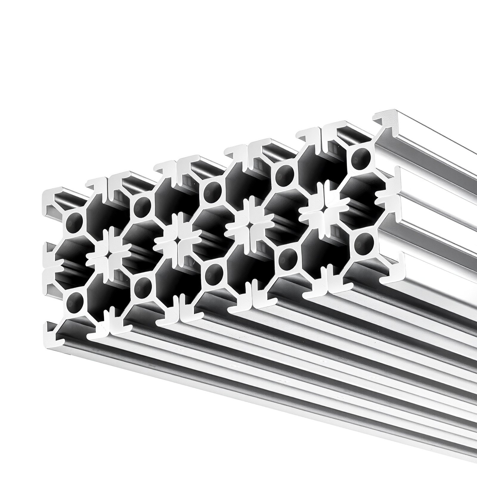 VEVOR Perfil de Extrusión de Aluminio 2020 Ranura en T Estándar Europeo, Carril Lineal de Extrusión 1000 mm, Perfil de Aluminio para Marcos de Impresoras 3D, Bancos de Trabajo CNC, 10 Piezas, Plata