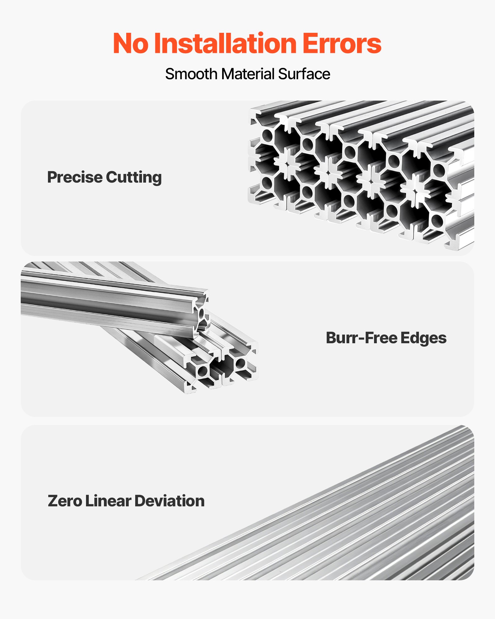 VEVOR Perfil de Extrusión de Aluminio 2020 Ranura en T Estándar Europeo, Carril Lineal de Extrusión 1220 mm, Perfil de Aluminio para Marcos de Impresoras 3D, Bancos de Trabajo CNC, 10 Piezas, Plata