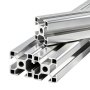 VEVOR Perfil de Extrusión de Aluminio 3030 Ranura en T Estándar Europeo, Carril Lineal de Extrusión 2000 mm, Perfil de Aluminio para Marcos de Impresoras 3D, Bancos de Trabajo CNC, 12 Piezas, Plata