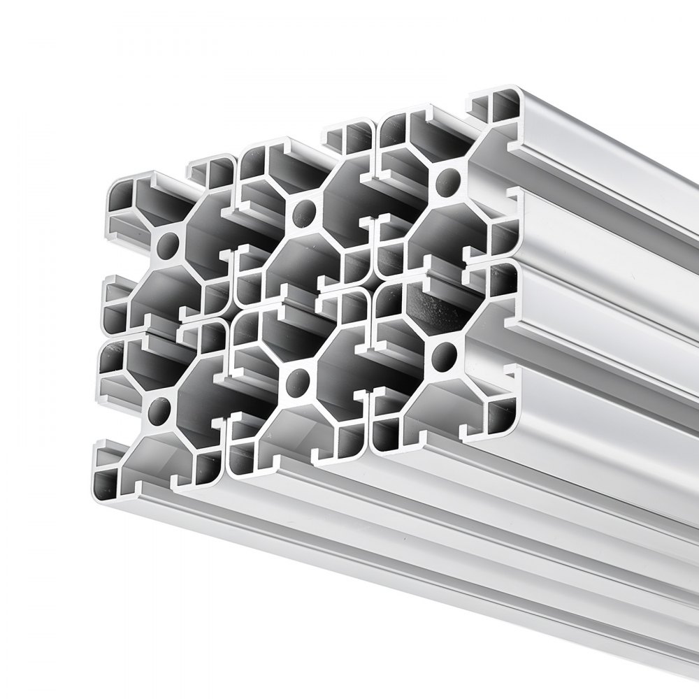 VEVOR Perfil de Extrusión de Aluminio 4040 Ranura en T Estándar Europeo, Carril Lineal de Extrusión 2000 mm, Perfil de Aluminio para Marcos de Impresoras 3D, Bancos de Trabajo CNC, 6 Piezas, Plata