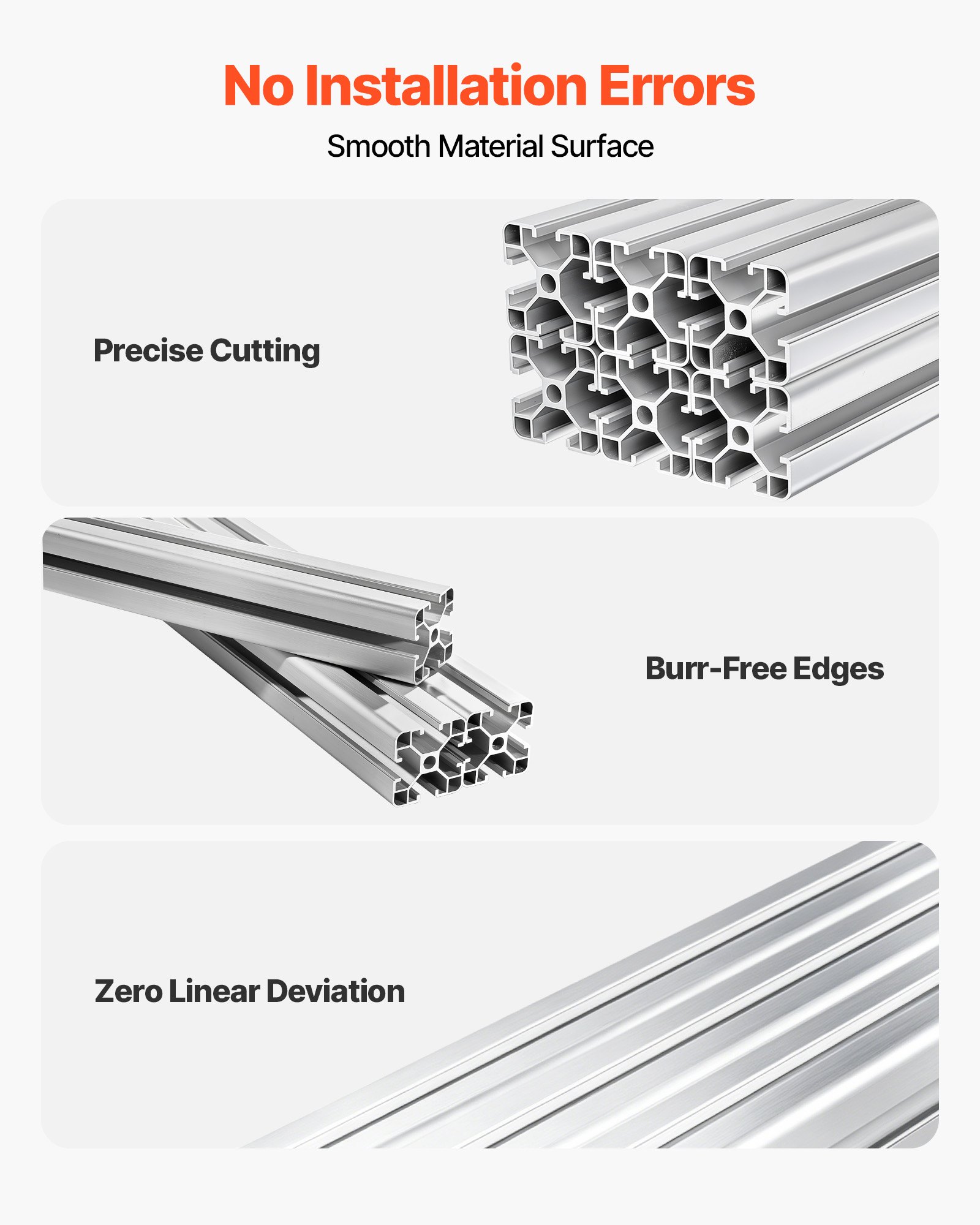 VEVOR Perfil de Extrusión de Aluminio 4040 Ranura en T Estándar Europeo, Carril Lineal de Extrusión 2000 mm, Perfil de Aluminio para Marcos de Impresoras 3D, Bancos de Trabajo CNC, 6 Piezas, Plata