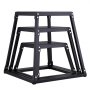 VEVOR 3-Piece Plyometric Jump Boxes, 305/458/609 mm Plyometric Box Black, Non-Slip Fitness Exercise Step-Up Box Set for Home Fitness Training, Conditioning Strength Training, Jump Training Portable