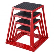 VEVOR Caja Pliométrica 4 Piezas 305/458/609/762 mm Plataforma Pliométrica Carga 227 kg Caja de Salto Culturismo Fitness Crossfit Entrenamiento Pliométrico Flexiones Sentadillas Gimnasio Hogar, Rojo