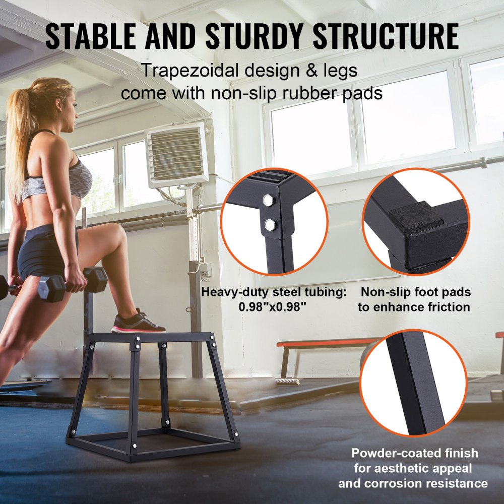 VEVOR Caja Pliométrica 4 PCS 305/458/609/762 mm Plataforma Pliométrica Carga 227 kg Caja de Salto Culturismo Fitness Crossfit para Entrenamiento Pliométrico Flexiones Sentadillas Gimnasio Hogar, Negro