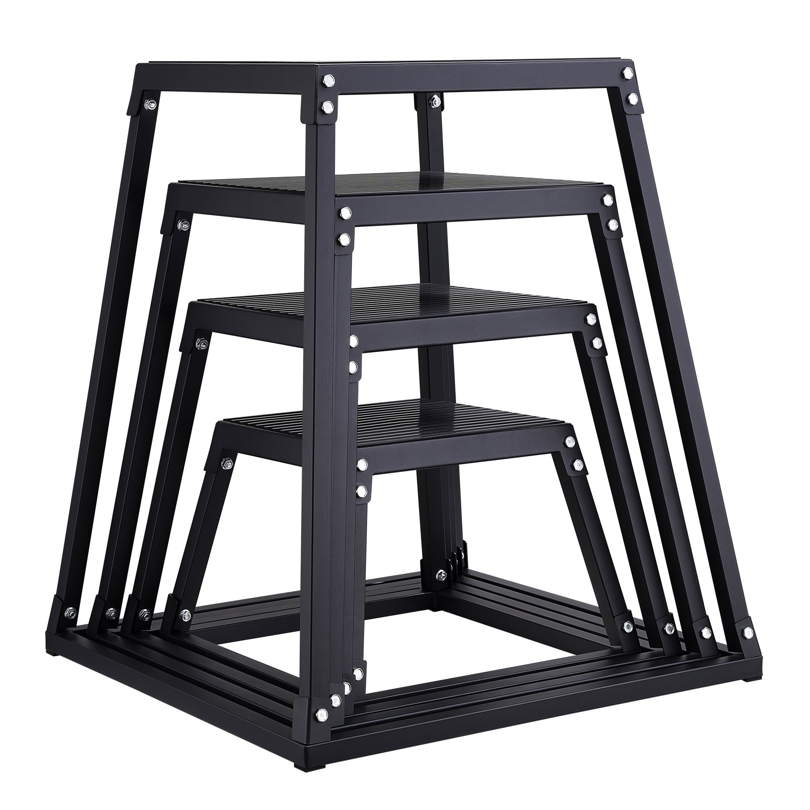 VEVOR Caja Pliométrica 4 PCS 305/458/609/762 mm Plataforma Pliométrica Carga 227 kg Caja de Salto Culturismo Fitness Crossfit para Entrenamiento Pliométrico Flexiones Sentadillas Gimnasio Hogar, Negro