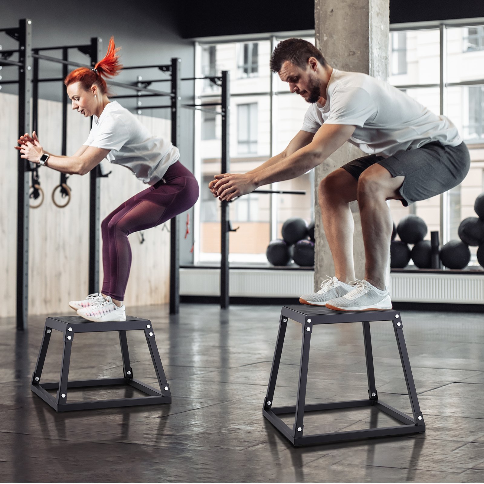 VEVOR Caja Pliométrica 458 mm Plataforma Pliométrica antideslizante Carga 227 kg Caja de Salto Culturismo Fitness Crossfit para Entrenamiento Pliométrico Flexiones Sentadillas Gimnasio Hogar, Negro