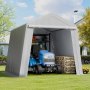 VEVOR Cobertizo de Almacenamiento para Exteriores Carpa Portátil 245x245x227 cm con Puerta Enrollable Estructura Resistente, Garaje para Motocicleta, Cortacésped, Bicicleta, Herramientas, Gris