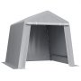 VEVOR Cobertizo de Almacenamiento para Exteriores Carpa Portátil 245x245x227 cm con Puerta Enrollable Estructura Resistente, Garaje para Motocicleta, Cortacésped, Bicicleta, Herramientas, Gris