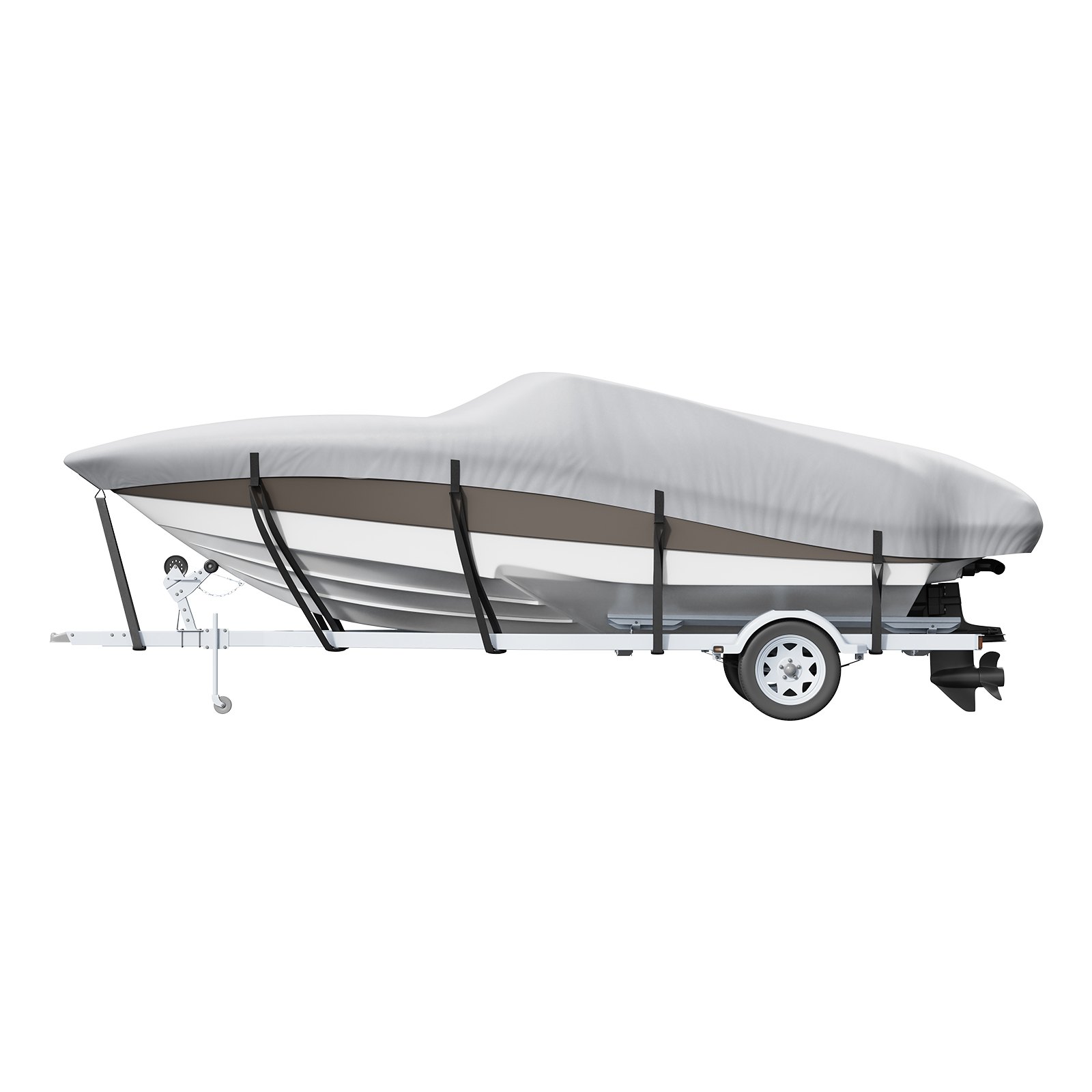 VEVOR Funda impermeable para barcos 426-480 cm de largo 228 cm de ancho 600D Oxford V-Hull Funda protectora para barcos Anti-UV con bolsa de amarre Remolque de lanchas yates