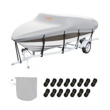 VEVOR Funda impermeable para barco, 609-670 cm de largo, 254 cm de ancho, 600D Oxford V-Hull, funda protectora para barco, anti-UV con bolsa de amarre, lancha motora, yate de remolque