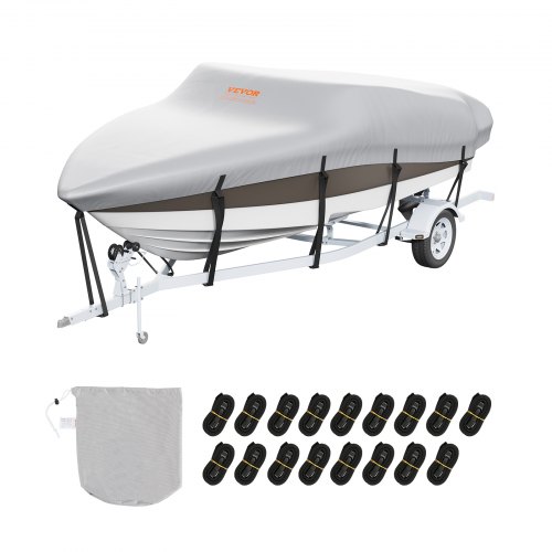 VEVOR Funda impermeable para barco, 701-731 cm de largo, 259 cm de ancho, 600D Oxford V-Hull, funda protectora para barco, anti-UV con bolsa de amarre, lancha motora, yate de remolque