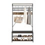 VEVOR Hall Tree, 1830 mm Coat Rack with Shoe Bench, 2-Tier Freestanding Shoe Rack Storage Organizer with Hooks, Hanging Rod and Wire Shelf, Steel Frame Entrance Coat Holder for Entry, Bedroom, Closet
