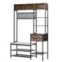 VEVOR Hall Tree, 1800 mm Coat Rack with Shoe Bench & 2 Drawers, 3-in-1 Freestanding Shoe Rack Storage Organizer with Bookshelf & Wire Shelf, Steel Frame Entrance Coat Holder for Entry, Bedroom, Closet