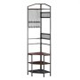 VEVOR Corner Hall Tree, 1810 mm Coat Rack with Hooks, Top Shelf & Steel Frame, Freestanding Clothes Shoes Rack Storage Organizer with Anti-Tip Set, Adjustable Non-Slip Feet for Entrance Closet Office