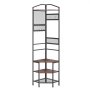 VEVOR Corner Hall Tree, 1810 mm Coat Rack with Hooks, Top Shelf & Steel Frame, Freestanding Clothes Shoes Rack Storage Organizer with Anti-Tip Set, Adjustable Non-Slip Feet for Entrance Closet Office