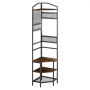 VEVOR Corner Hall Tree, 1810 mm Coat Rack with Hooks, Top Shelf & Steel Frame, Freestanding Clothes Shoes Rack Storage Organizer with Anti-Tip Set, Adjustable Non-Slip Feet for Entrance Closet Office
