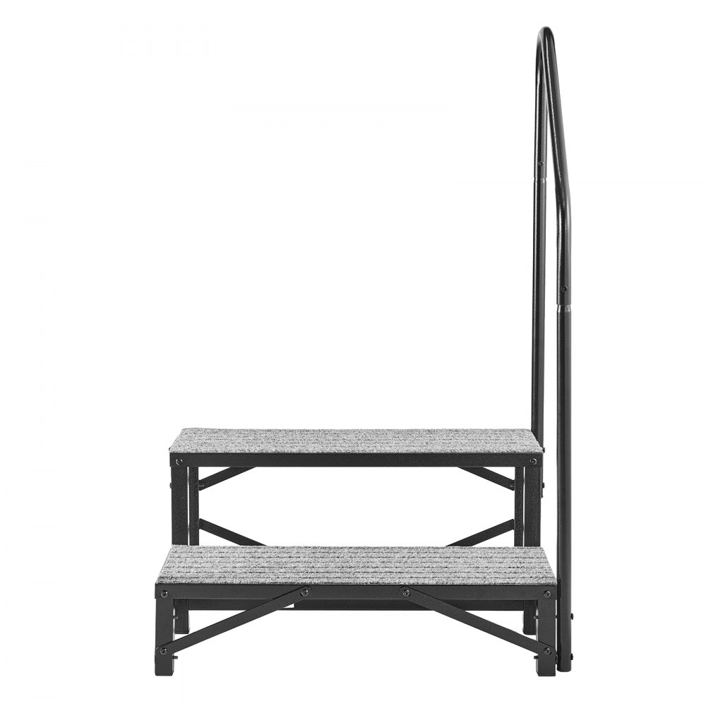 VEVOR Escalera para Autocaravana de 2 Peldaños, Escalera con Pasamanos Carga de 299,38 kg, con Alfombrilla Antideslizante, para Personas Mayores y Mascotas, Portátil para Jacuzzi, Caravana, Porche