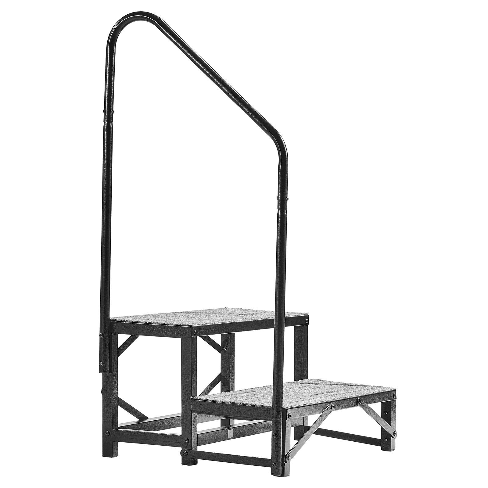 VEVOR Escalera para Autocaravana de 2 Peldaños, Escalera con Pasamanos Carga de 299,38 kg, con Alfombrilla Antideslizante, para Personas Mayores y Mascotas, Portátil para Jacuzzi, Caravana, Porche
