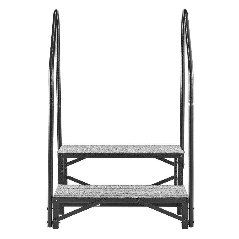 VEVOR Escalera para Autocaravana de 2 Peldaños Carga de 299,38 kg, Escalera con Pasamanos Doble con Alfombrilla Antideslizante, para Personas Mayores y Mascotas, Portátil para Jacuzzi, Caravana
