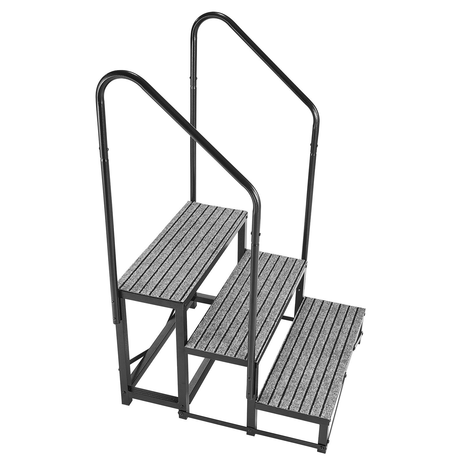 VEVOR Escalera para Autocaravana de 3 Peldaños Carga de 299,38 kg, Escalera con Pasamanos Doble con Alfombrilla Antideslizante, para Personas Mayores y Mascotas, Portátil para Jacuzzi, Caravana