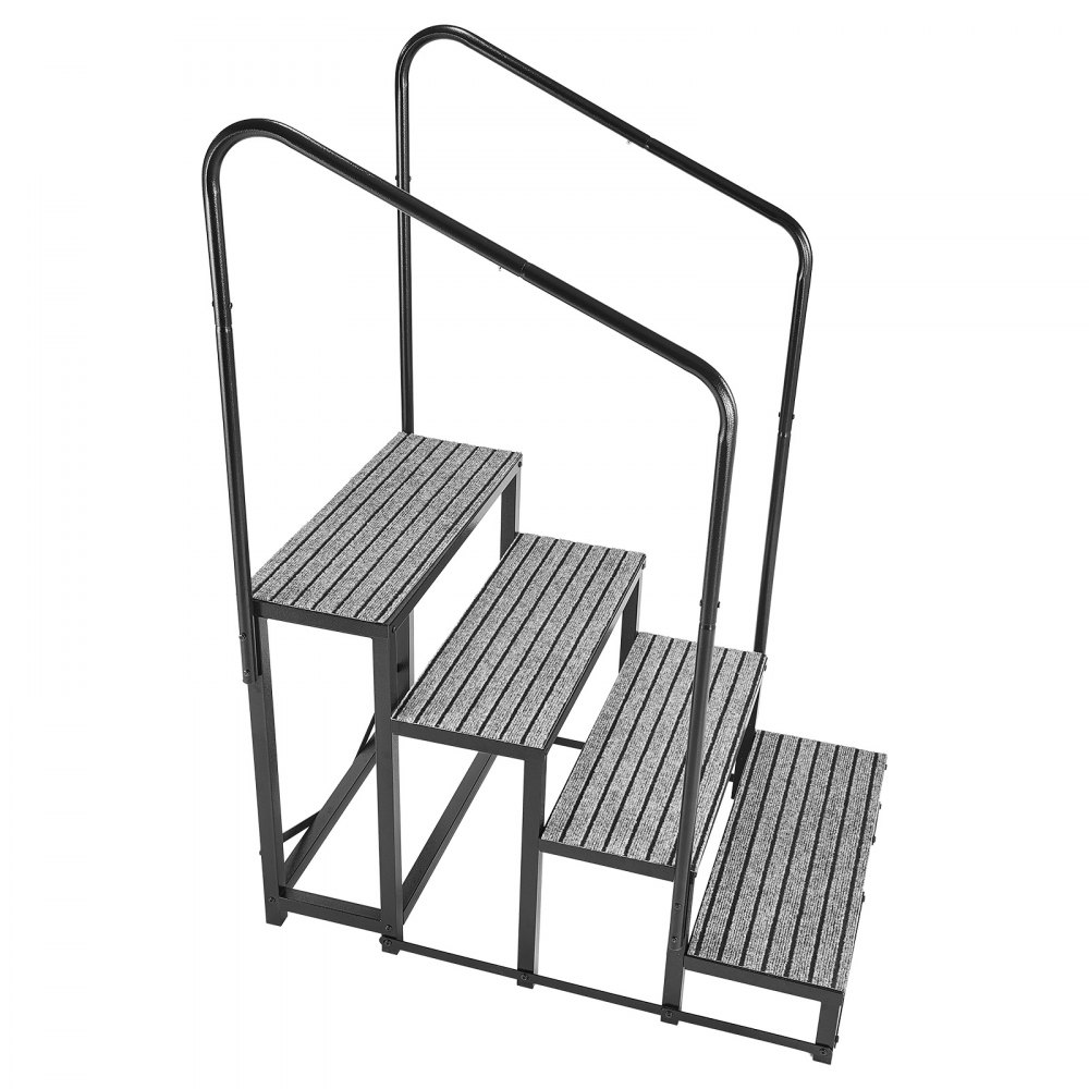 VEVOR Escalera para Autocaravana de 4 Peldaños Carga de 299,38 kg, Escalera con Pasamanos Doble con Alfombrilla Antideslizante, para Personas Mayores y Mascotas, Portátil para Jacuzzi, Caravana