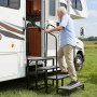 VEVOR Escalera para Autocaravana de 4 Peldaños Carga de 299,38 kg, Escalera con Pasamanos Doble con Alfombrilla Antideslizante, para Personas Mayores y Mascotas, Portátil para Jacuzzi, Caravana