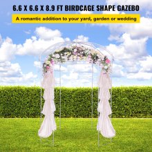 VEVOR Pérgola Gazebo con forma de jaula para pájaros, 9' x 6,6', para bodas, jardín al aire libre, color blanco