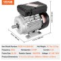 VEVOR Motor Eléctrico de 0,55 kW 1400 RPM CA 220~240 V 4,5 A 290 x 160 x 215 mm